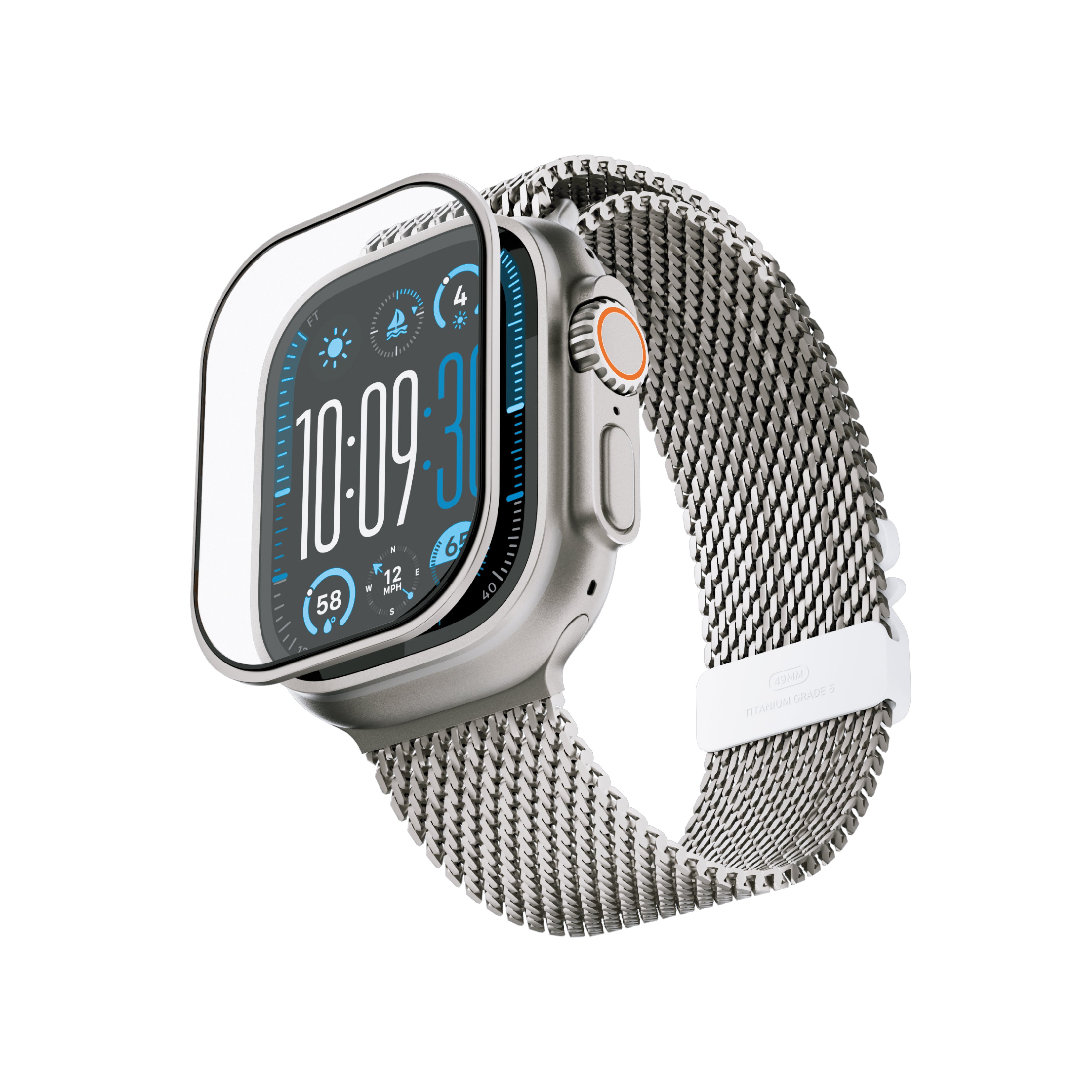 حماية شاشة لساعة Apple Watch Ultra / Ultra 2 من ليزل بحواف تيتانيوم مقاس 49 مم|تيتانيوم حماية شاشة لساعة Apple Watch Ultra / Ultra 2 من ليزل بحواف تيتانيوم مقاس 49 مم|تيتانيوم